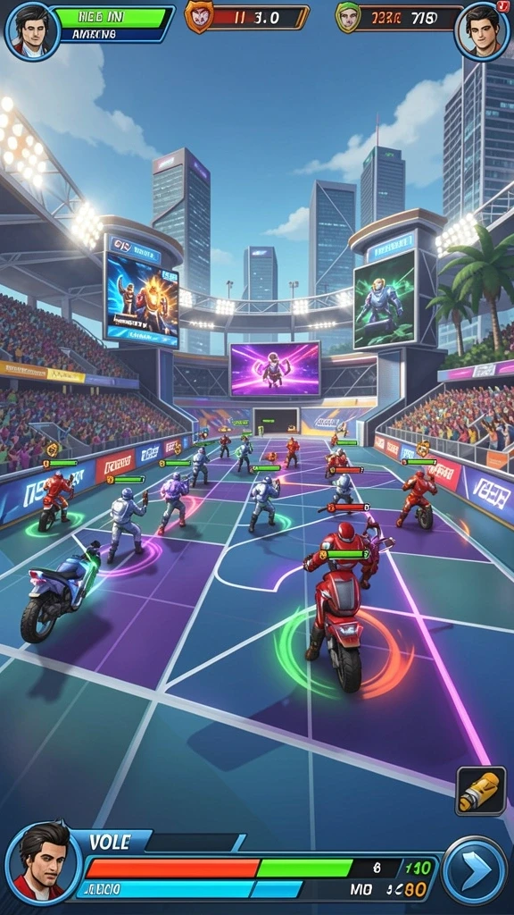 Gameplay yang dinamis dengan banyak pilihan karakter.