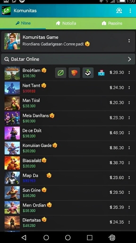Screenshot kedua menunjukkan pilihan senjata yang tersedia.